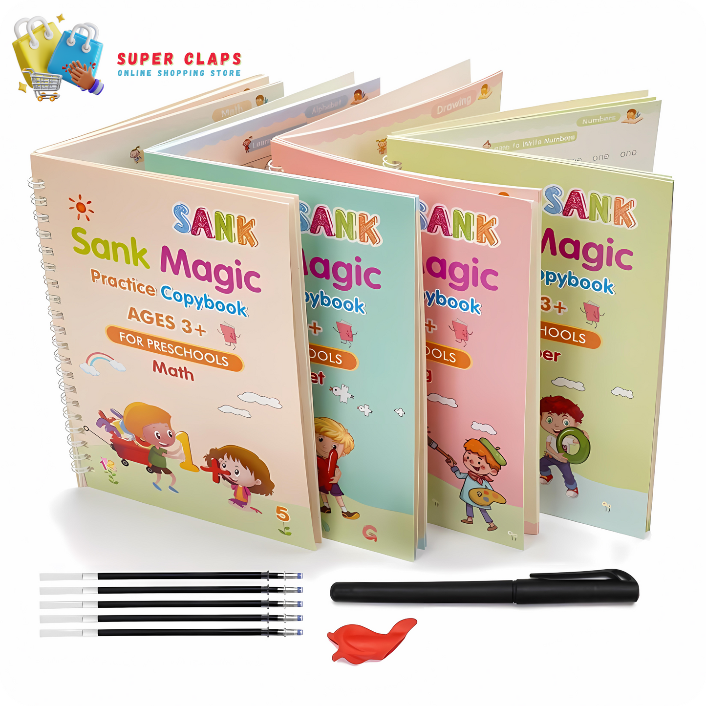 4 Magic Writing Practice Books + 8.5 Inch LCD Writing Tablet