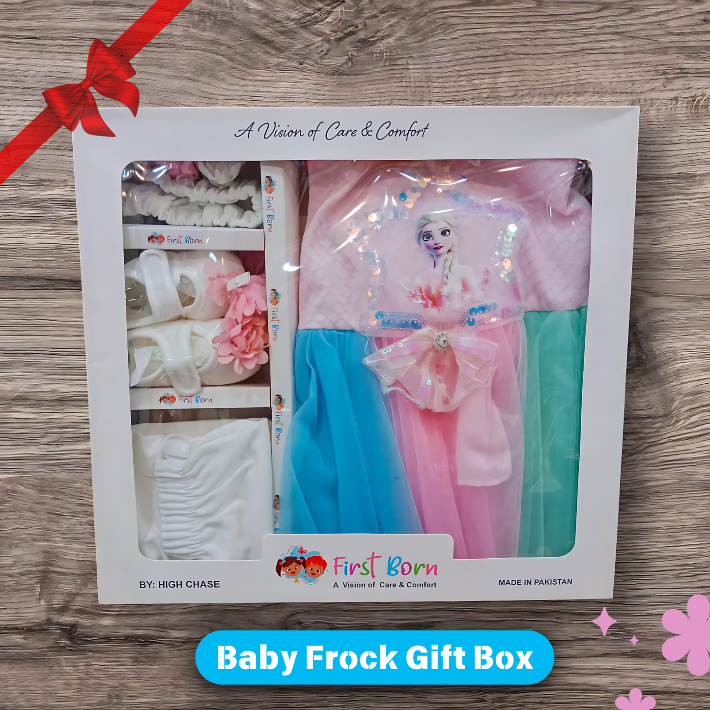 BABY FROCK GIFT BOX, STARTER SET FOR 0 TO 6 MONTH BABY