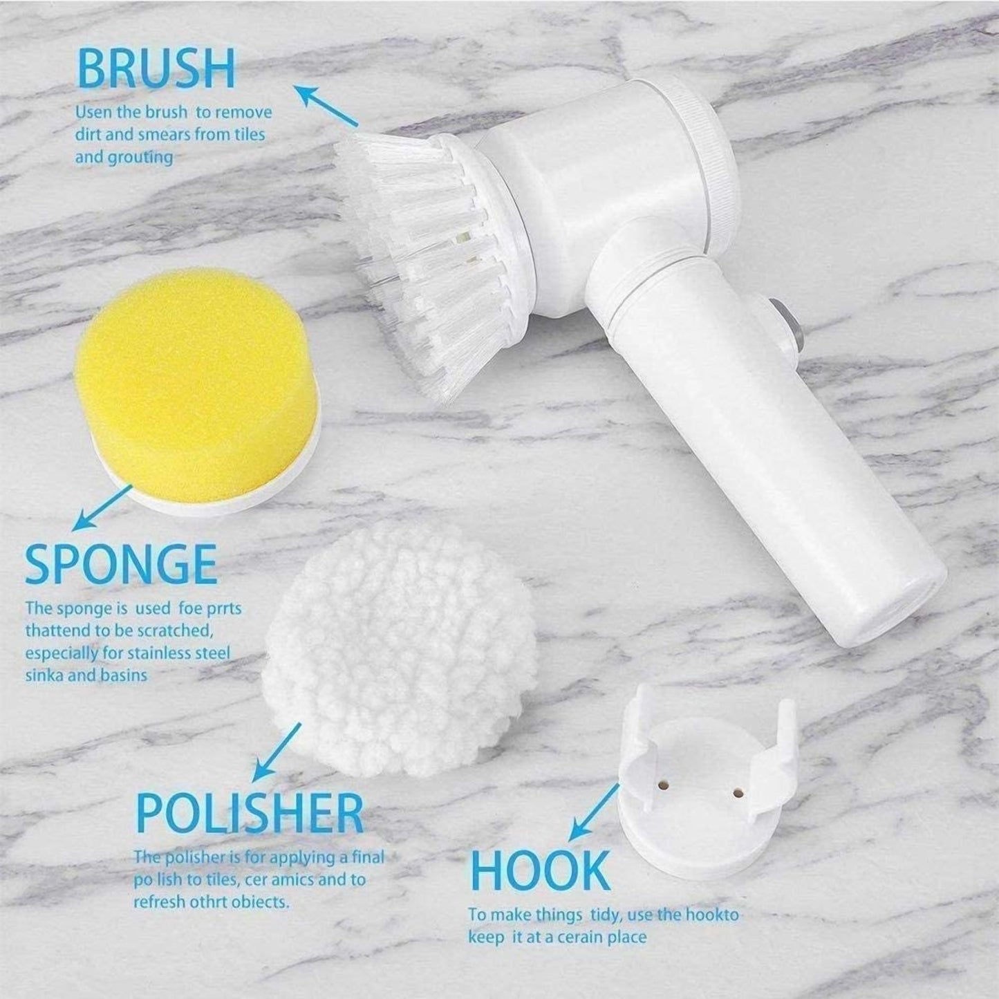 Handheld Electric Cleaning Brush Scrubber (5-in-1 ) – Versatile, Powerful, and Efficient Cleaning Solution